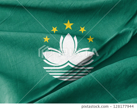 Macau Flag Symbolizing Prosperity and Cultural Heritage with Vibrant Star Design 128177944