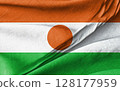 Niger Flag Waving with Textured Fabric and Patriotic Symbolism 128177959