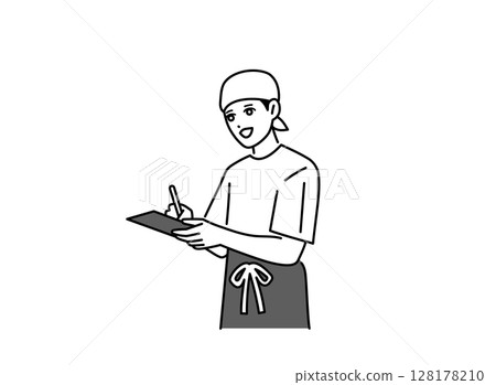 A male bar attendant taking an order A male bar attendant taking an order 128178210