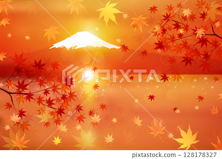 富士山秋葉楓葉秋天背景 128178327