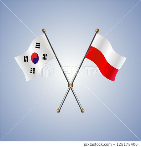 South Korea and Poland flag. Vector Illustration South Korea and Poland flag. Vector Illustration 128178406