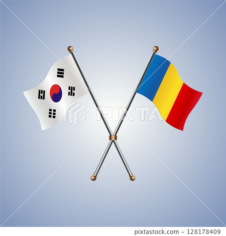 South Korea and Romania flag. Vector Illustration South Korea and Romania flag. Vector Illustration 128178409