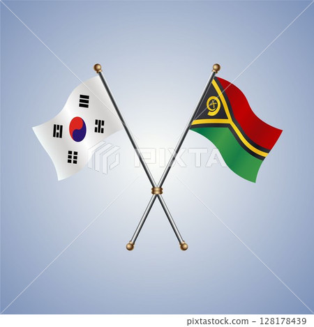 South Korea and Vanuatu flag. Vector Illustration 128178439