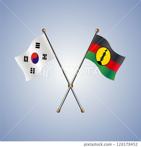 South Korea and New Caledonia flag. Vector Illustration 128178452