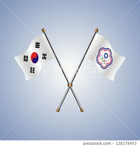South Korea and China Taipei flag. Vector Illustration 128178453