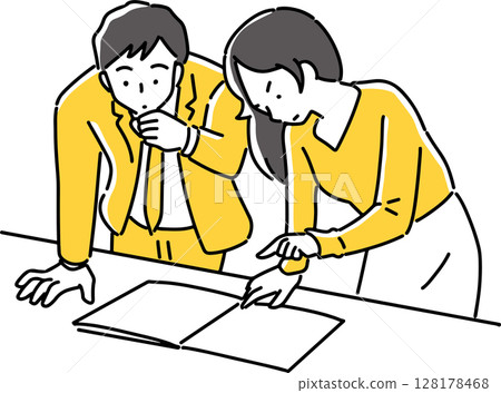 認真看文件的男女員工 認真看文件的男女員工 128178468