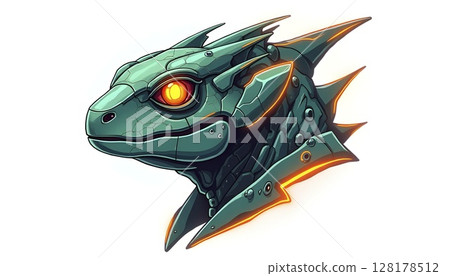 Cyber Lizard Face Mascot White Background - Stock Illustration ...