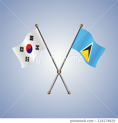 South Korea and ST. Lucia flag. Vector Illustration South Korea and ST. Lucia flag. Vector Illustration 128178620
