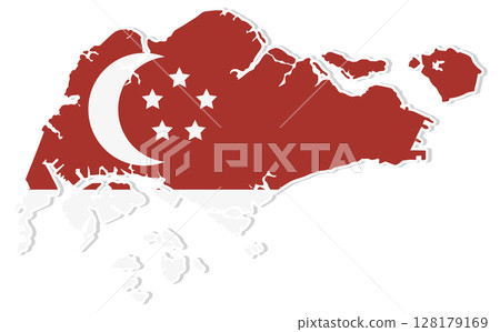 Singapore Map with National Flag Elements 128179169