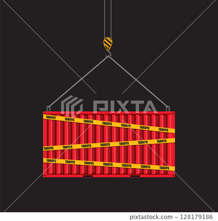 Trade Tariffs and Shipping Container Illustration 128179186