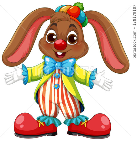 Colorful Clown Bunny with Oversized Ears Colorful Clown Bunny with Oversized Ears 128179187