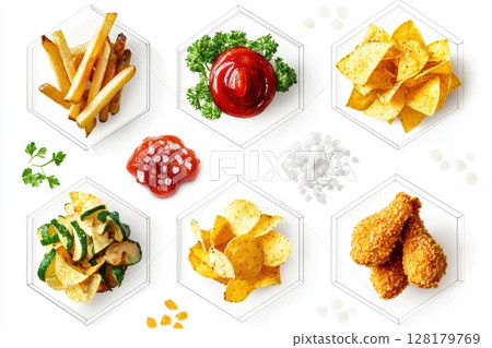 A Wonderful Variety of Popular Snacks and Dips Perfect for Sharing with Others at Gatherings 128179769