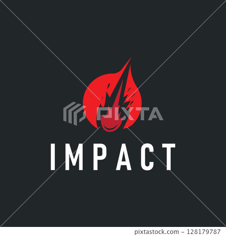 outer space concept with meteorite logo, space rock as asteroid simple silhouette vintage symbol illustration brand or business product and design template 128179787