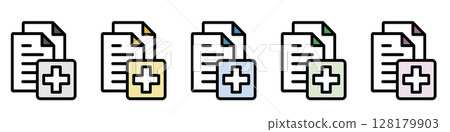 Illustration icon material set: Medical file 187 128179903