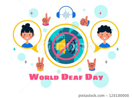 World Day of the Deaf Vector Illustration on September 26 to Raise Awareness About Hearing Loss Prevention and Ear Treatment in a Flat Background 128180008