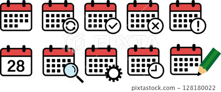Calendar icon illustration for apps, websites and UI 128180022