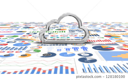 Business chart and cloud icon, data cloud storage image 128180100
