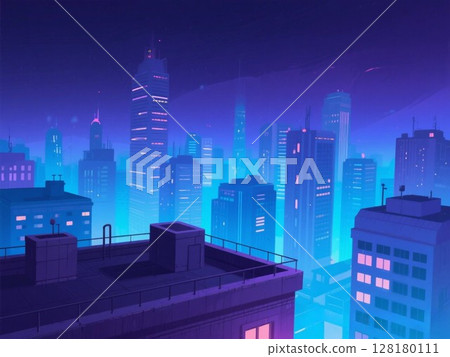 Illustration material: city night view 128180111