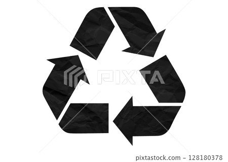 Black recycle symbol paper isolated on transparent background 128180378