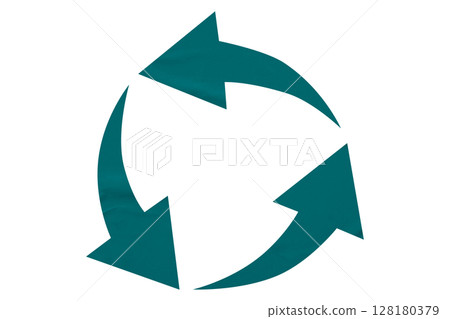 Green recycle symbol paper isolated on transparent background Green recycle symbol paper isolated on transparent background 128180379