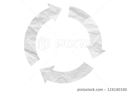 White recycle symbol paper isolated on transparent background White recycle symbol paper isolated on transparent background 128180380