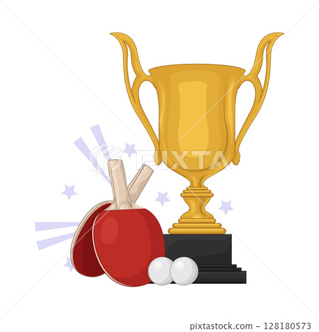 Illustration of Ping pong with trophy  128180573