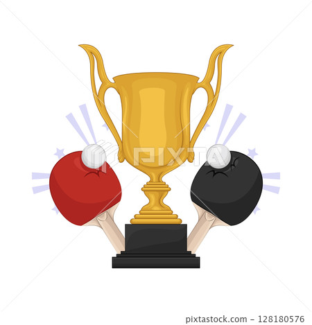 Illustration of Ping pong with trophy  128180576