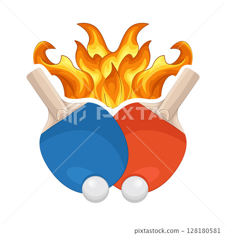 Illustration of Burning Ping Pong  128180581