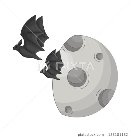 Illustration of Moon with bat 128181182
