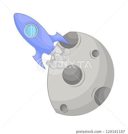 Illustration of Moon with rocket Illustration of Moon with rocket 128181187
