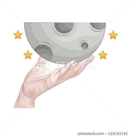 Illustration of Half moon with star Illustration of Half moon with star 128181191