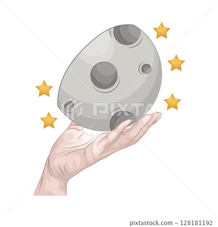 Illustration of Half moon with star Illustration of Half moon with star 128181192