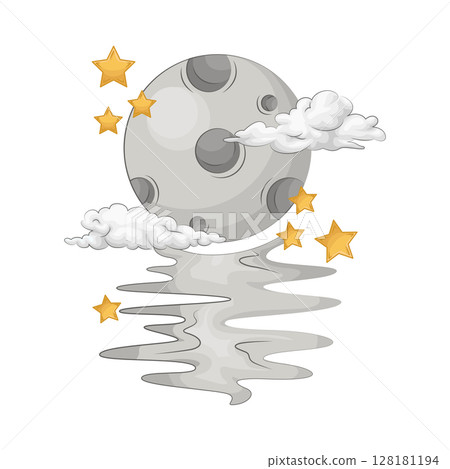 Illustration of Full moon with star 128181194