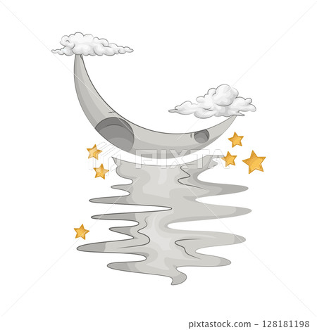 Illustration of Crescent Moon with star Illustration of Crescent Moon with star 128181198