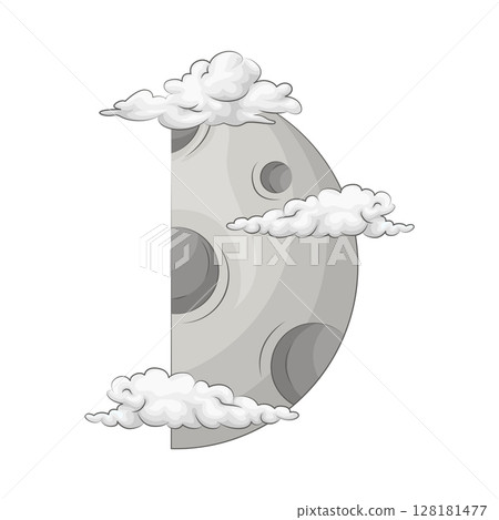 Illustration of Half moon with cloud Illustration of Half moon with cloud 128181477