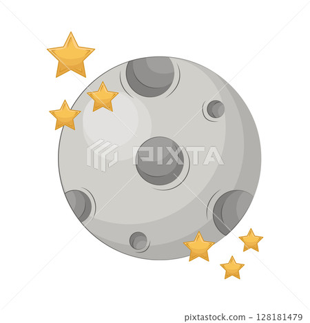Illustration of Full moon with star Illustration of Full moon with star 128181479