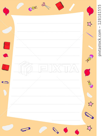 Cute Peach Background with Lined Paper and School Supplies for Note Taking and Stationery Designs Cute Peach Background with Lined Paper and School Supplies for Note Taking and Stationery Designs 128181555