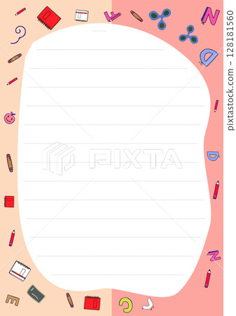 Cute Stationery Design featuring Lined Paper and School Supplies for Note Taking and Journaling Cute Stationery Design featuring Lined Paper and School Supplies for Note Taking and Journaling 128181560