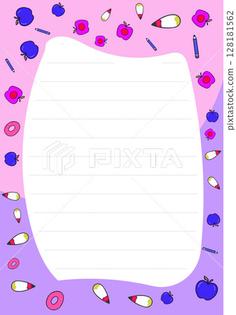 Cute Back to School Lined Paper Template featuring Apples Pencils and Donuts perfect for Note Taking or Journaling Cute Back to School Lined Paper Template featuring Apples Pencils and Donuts perfect for Note Taking or Journaling 128181562