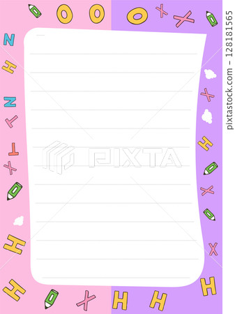 Cute Pastel Notebook Paper Design Perfect for Notes Letters or Drawings featuring Hand Drawn Letters and Cute Elements Cute Pastel Notebook Paper Design Perfect for Notes Letters or Drawings featuring Hand Drawn Letters and Cute Elements 128181565