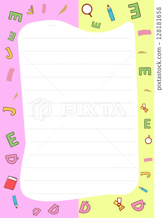 Cute stationery template featuring lined paper design perfect for notes journaling school children's projects 128181658
