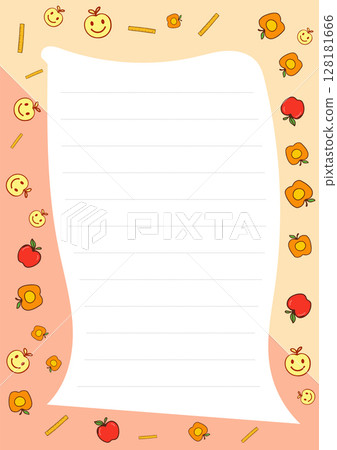 Cute Apple and Flower Themed Lined Paper Perfect for Notes Journaling or School Projects Cute Apple and Flower Themed Lined Paper Perfect for Notes Journaling or School Projects 128181666