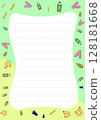 Cute pastel stationery template perfect for notes, letters, or journaling with playful pencils and letters design. 128181668