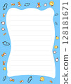 Cute Blue Lined Paper Template with Cartoon Clouds and Smileys Perfect for Notes or Journals 128181671