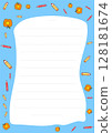 Cute Back to School Lined Paper Template with Apples and Pencils Design for Notes and Drawings 128181674