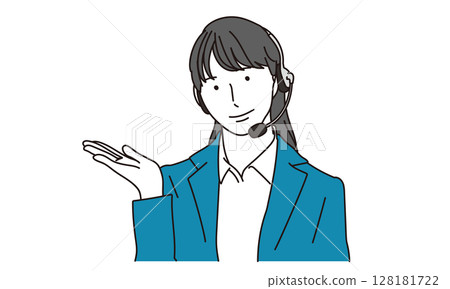呼叫中心女性插畫素材 呼叫中心女性插畫素材 128181722