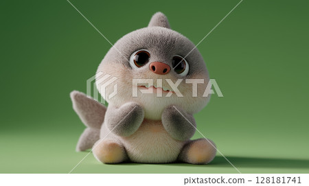 Cute shark character on a vibrant green background 128181741