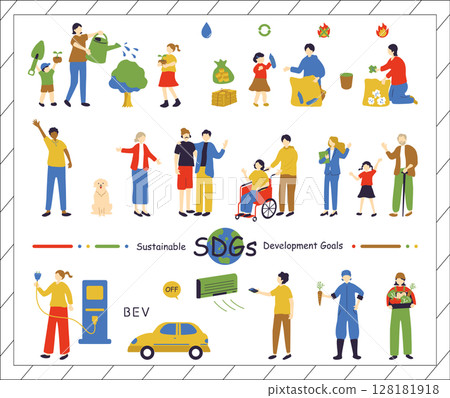 SDGs Sustainable Society Character Illustration Collection 128181918