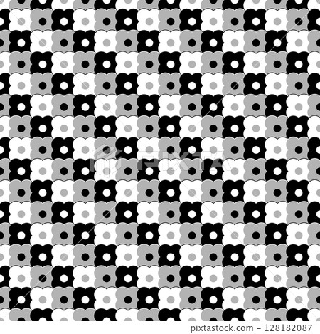 可愛的花朵背景材質磁磚紋理樣本相容於白色黑色灰色單色 128182087