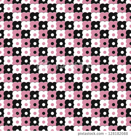 可愛的花朵背景材質瓷磚紋理Swatch兼容白色黑色粉紅色 128182088